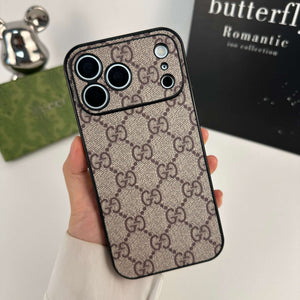Luxury Leather GG iPhone Case For iPhone 17 Series Brown -CYGG131