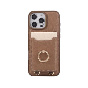 Leather iPhone Cases With Card Holder And Strap(With Stand)Pink-BC25039 Burycase