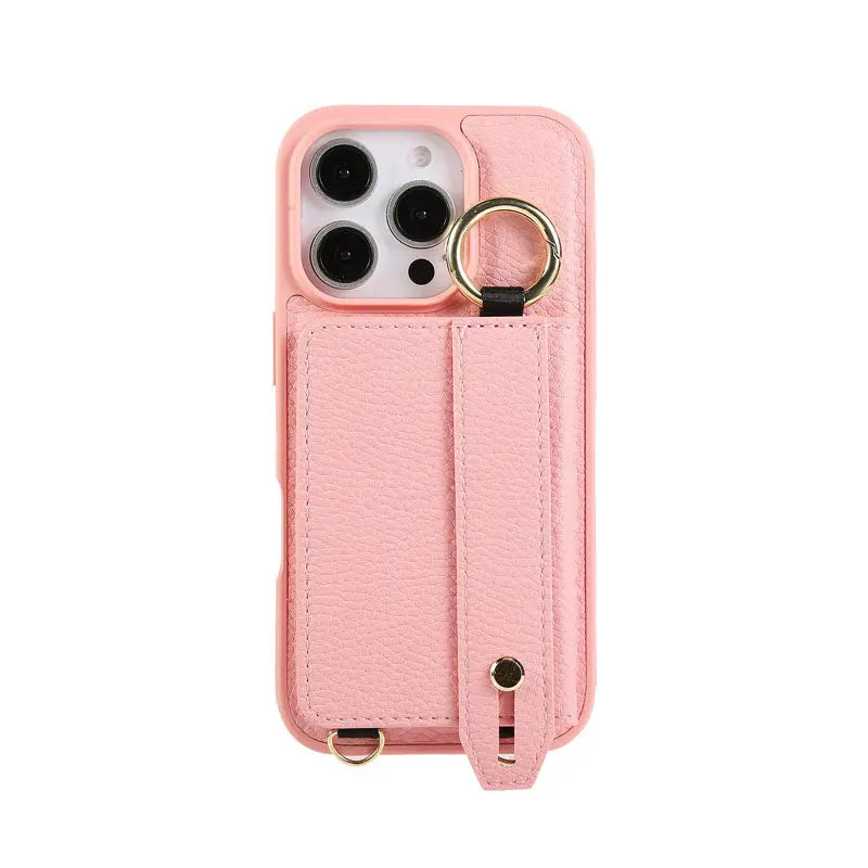 iPhone Case With Card Holder And Strap Brown -BC25037 Burycase