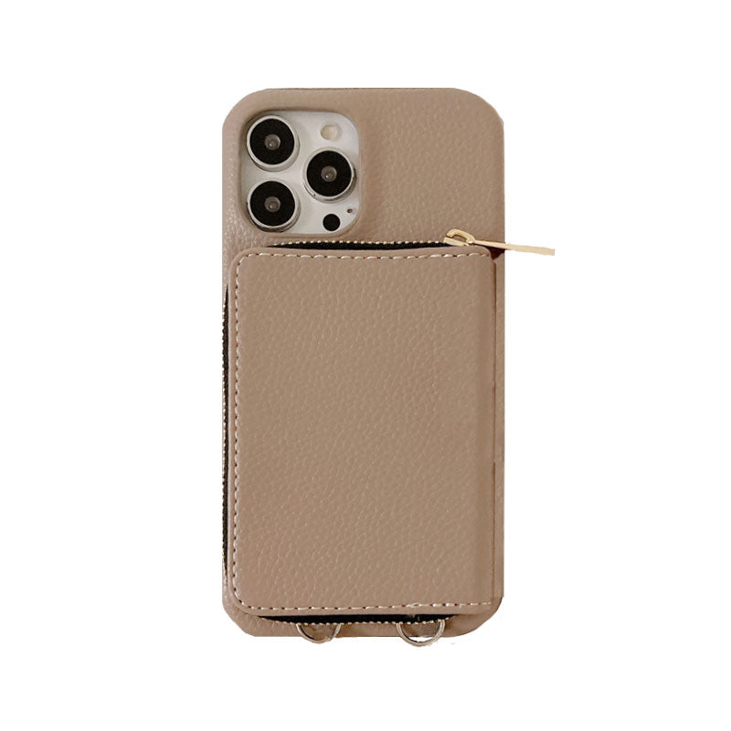 Classic Phone Case With Zip Wallet And Strap For iPhone Coffee-JDK241031