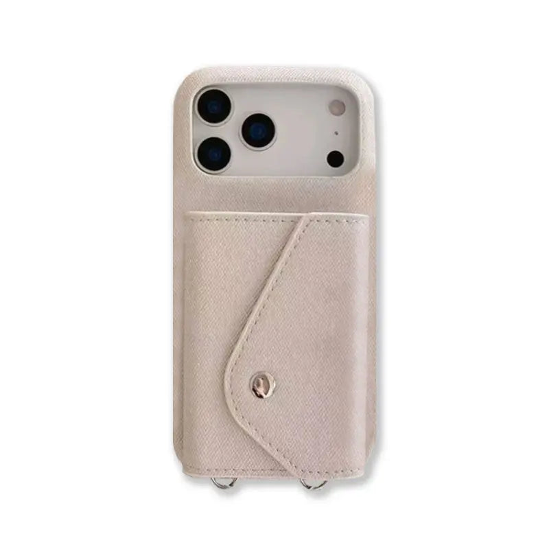 Fabric iPhone Case With Card Holder And Strap Blue-BC25029 Burycase
