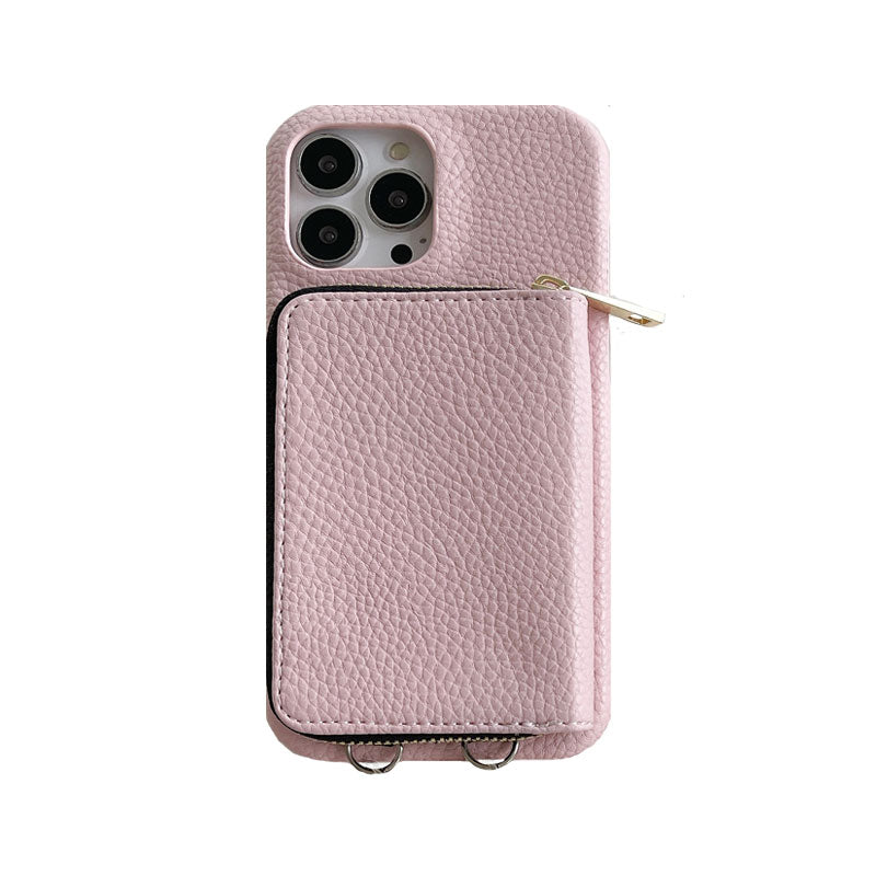 iPhone Case With Zip Wallet And Strap Leather