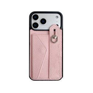 Leather iPhone Case with Wrist Strap and Card Holder Brown– BC25018 Burycase