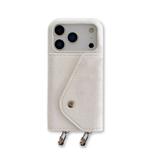 Leather iPhone Case With Card Holder And Strap Black-BC25025 Burycase