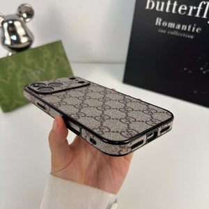 Luxury Leather GG iPhone Case For iPhone 17 Series Brown -CYGG131