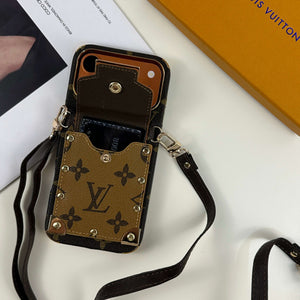 Classic Monogram iPhone Case With Wallet And Crossbody Strap For iPhone 17 Series Brown-CYLV130