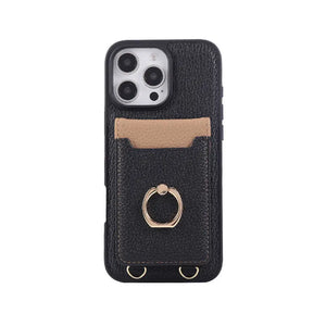 Leather iPhone Cases With Card Holder And Strap(With Stand)Pink-BC25039 Burycase