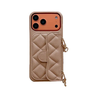 Leather iPhone Case With Wallet And Crossbody Strap Orange-BC25023 Burycase