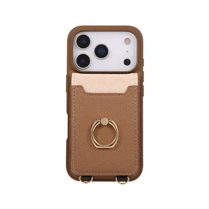 Leather iPhone Cases With Card Holder And Strap Black-BC25038 Burycase