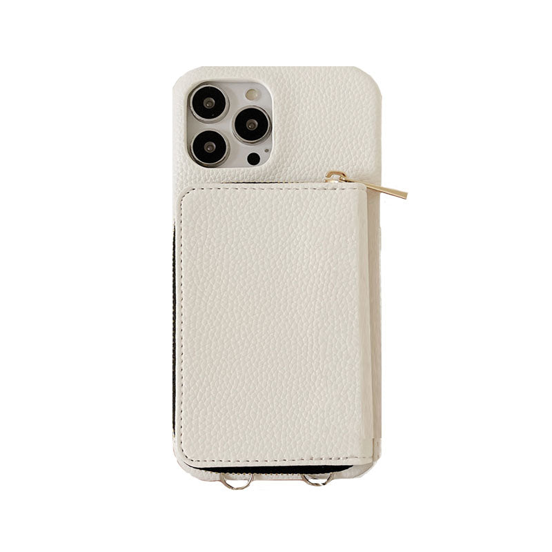 Classic Phone Case With Zip Wallet And Strap For iPhone Coffee-JDK241031