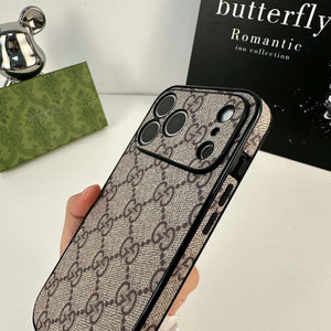 Luxury Leather GG iPhone Case For iPhone 17 Series Brown -CYGG131