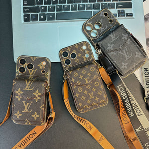 Premium Monogram iPhone Case With Wallet And Crossbody Strap For iPhone 17 Series-CYLV134