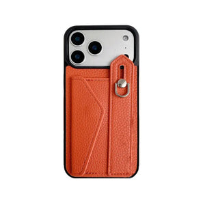 Leather iPhone Case with Wrist Strap and Card Holder Brown– BC25018 Burycase