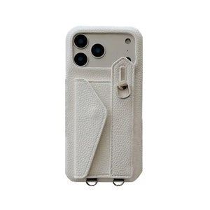 Leather iPhone Case with Card Holder And Strap Brown-BC25016 Burycase