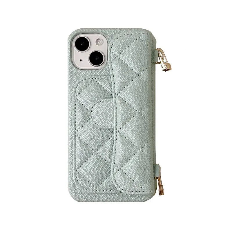 Leather iPhone Case with Card Holder And Crossbody Strap-BC25005 Burycase