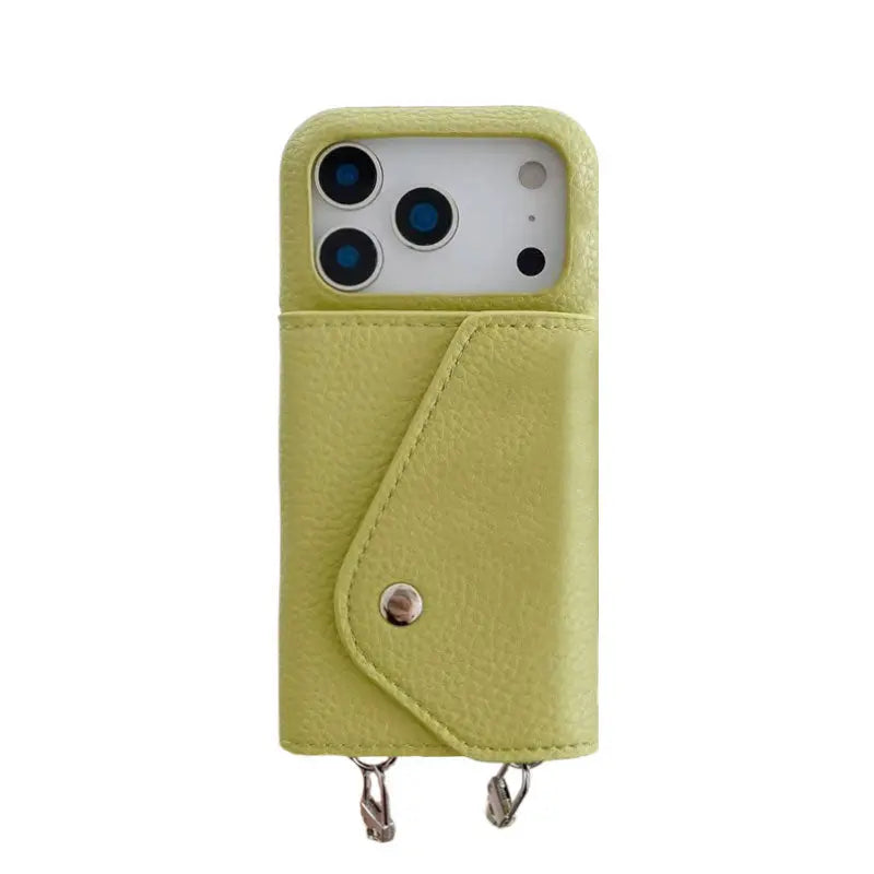 Leather iPhone Case With Card Holder And Strap Black-BC25025 Burycase