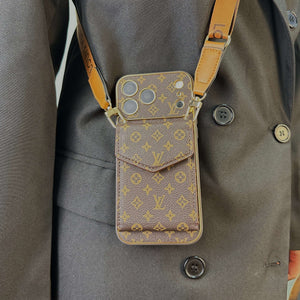 Premium Monogram iPhone Case With Wallet And Crossbody Strap For iPhone 17 Series-CYLV134