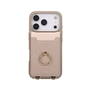 Leather iPhone Cases With Card Holder And Strap Black-BC25038 Burycase
