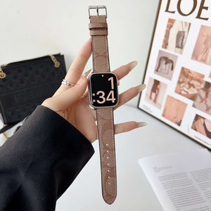 Luxury Leather CH Apple Watch Band Coffee-CYCH098