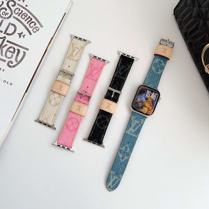 Classic Monogram Apple Watch Band Blue-CYLV103