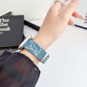 Classic Monogram Apple Watch Band Blue-CYLV103
