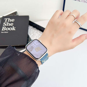 Classic Monogram Apple Watch Band Blue-CYLV103