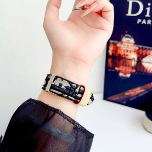 Leather CD Apple Watch Band Black-CYCD099