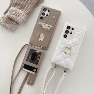 Samsung Phone Case With Card Holder And Strap ( Mirror )-BC25010 Burycase