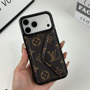 Classic Leather Monogram iPhone Case With Wallet Big Printing For iPhone 17 Series-CYLV077