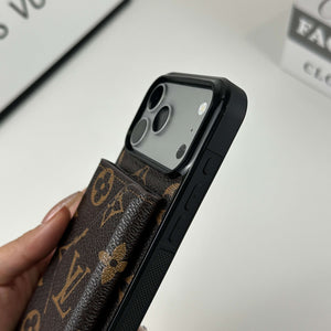 Classic Leather Monogram iPhone Case With Wallet Big Printing For iPhone 17 Series-CYLV077