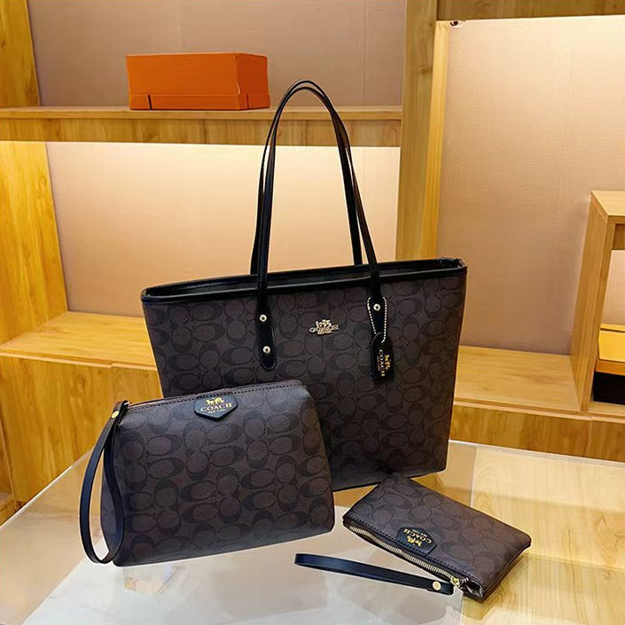 Leather CH Tote Bag 3-Piece Set