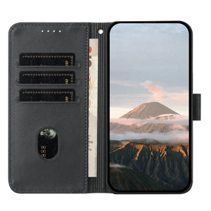 Leather iPhone Cases With Flip Wallet and Strap Black-BC25090 Burycase