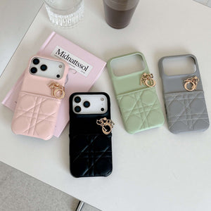 Elegant Leather CD iPhone Case With Card Holder Black For iPhone 17 Series-CYCD057