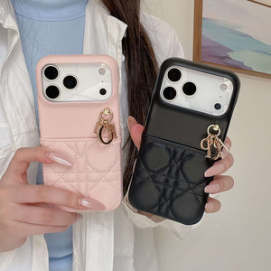 Elegant Leather CD iPhone Case With Card Holder Black For iPhone 17 Series-CYCD057