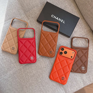 Premium Leather CC iPhone Case Orange For iPhone 17 Series-CYCC043