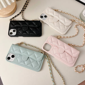 Leather iPhone Case with Card Holder And Crossbody Strap-BC25005 Burycase