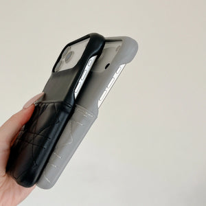 Leather iPhone Case with Card Holder Pink-BC25019 Burycase