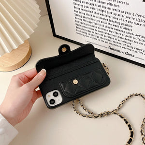 Leather iPhone Case with Card Holder And Crossbody Strap-BC25005 Burycase