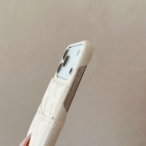 Luxury Leather CC iPhone Case With Card Holder White For iPhone 17 Series-CYCC056