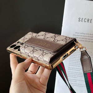Leather GG Samsung Galaxy S Series Case With Wallet And Crossbody Strap-CYGG095