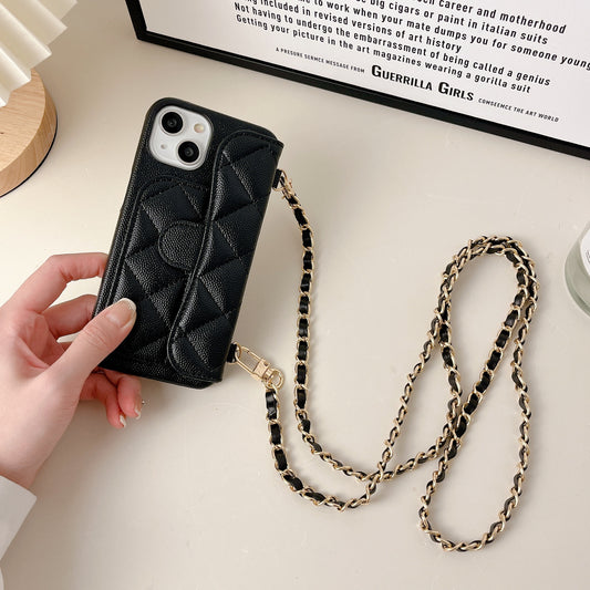 Leather iPhone Case with Card Holder And Crossbody Strap-BC25005