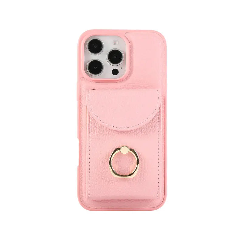 Leather iPhone Cases With Card Holder And Strap(With Stand) White-BC25031 Burycase