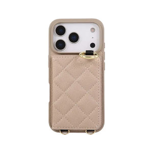 Leather iPhone Cases With Card Holder & Mirror And Strap Brown-BC25032 Burycase