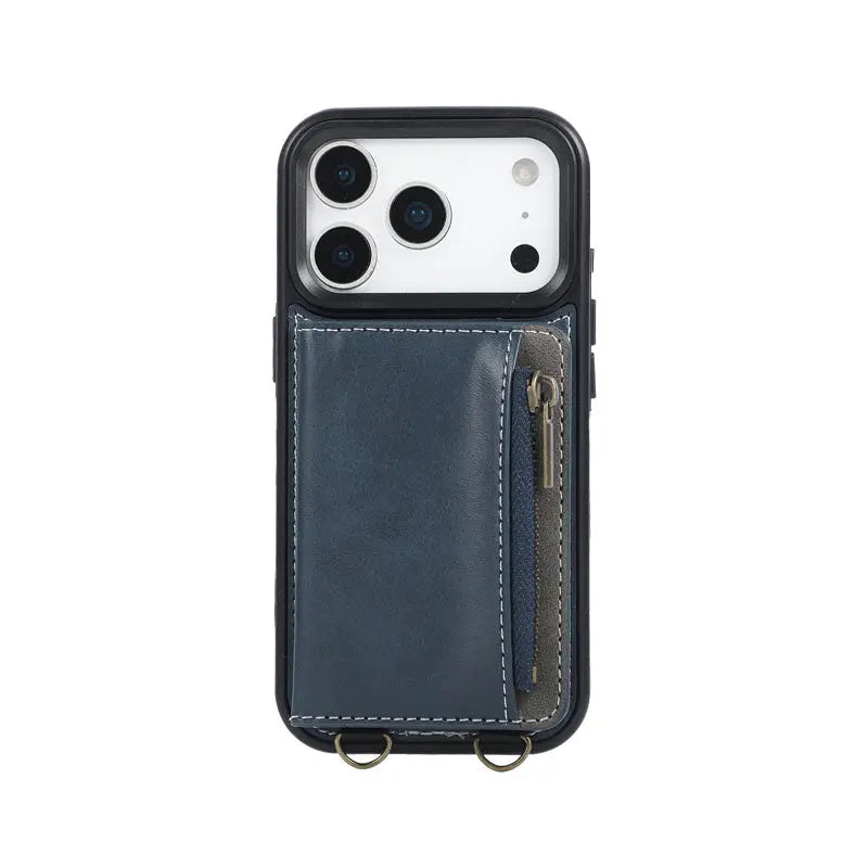 Leather iPhone Cases With Card Holder And Wrist Strap Green-BC25040 Burycase