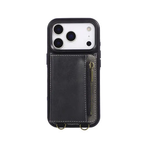 Leather iPhone Cases With Card Holder And Wrist Strap Green-BC25040 Burycase
