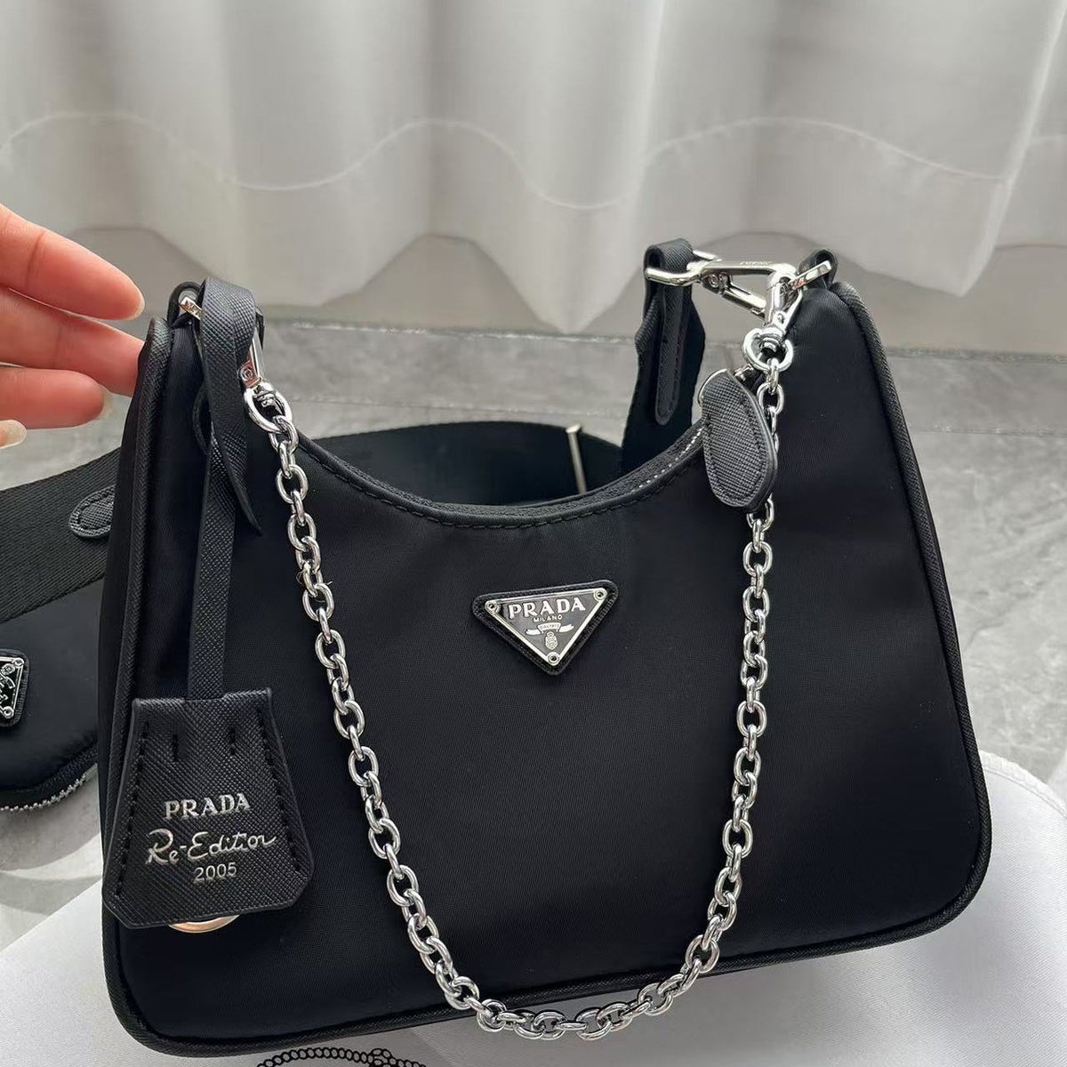 Nylon PR Crescent Shoulder Bag