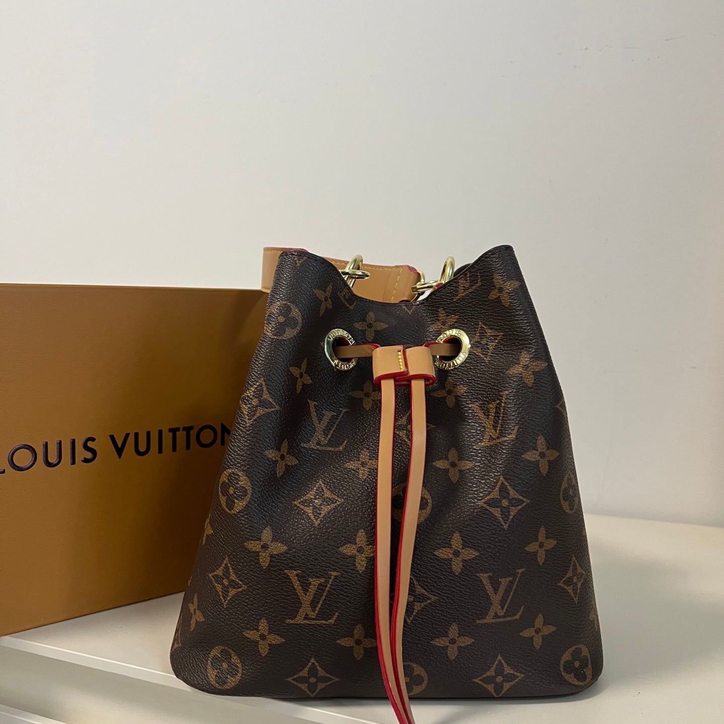 Leather Monogram Bucket Shoulder Bag