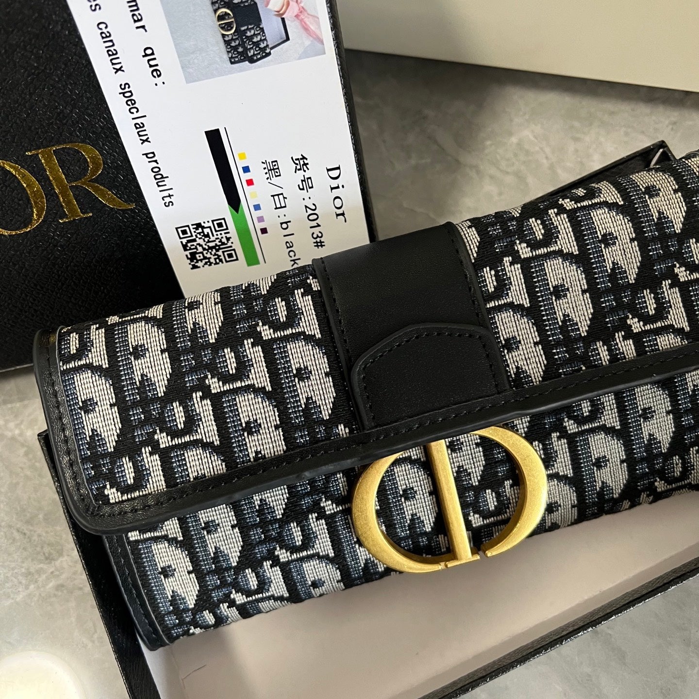Black Canvas CD Monogram Clutch Wallet