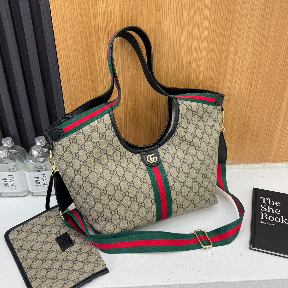 Embroidered Canvas GG Tote Bag Set