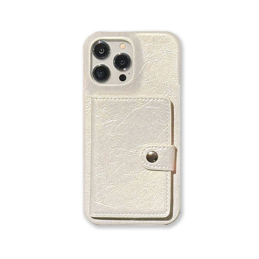 Leather Phone Case With Card Holder For iPhone White-SCK241031